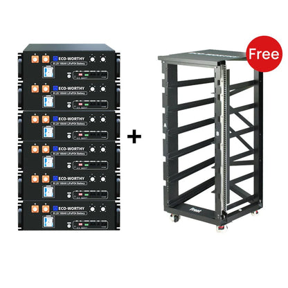 6 Pack with server rack| ECO-WORTHY 48V(51.2V) 100Ah LiFePO4 Server Rack Battery(V3) | 5.12kWh With Bluetooth & Wifi | UL1973 | UL9540A | CEC (Copie)
